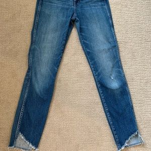 Tulip hem high waisted skinny denim.